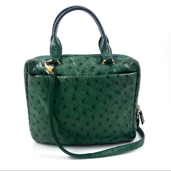 Vintage Handbags - 1970’s Italian green ostrich leather bag by ARTBAG